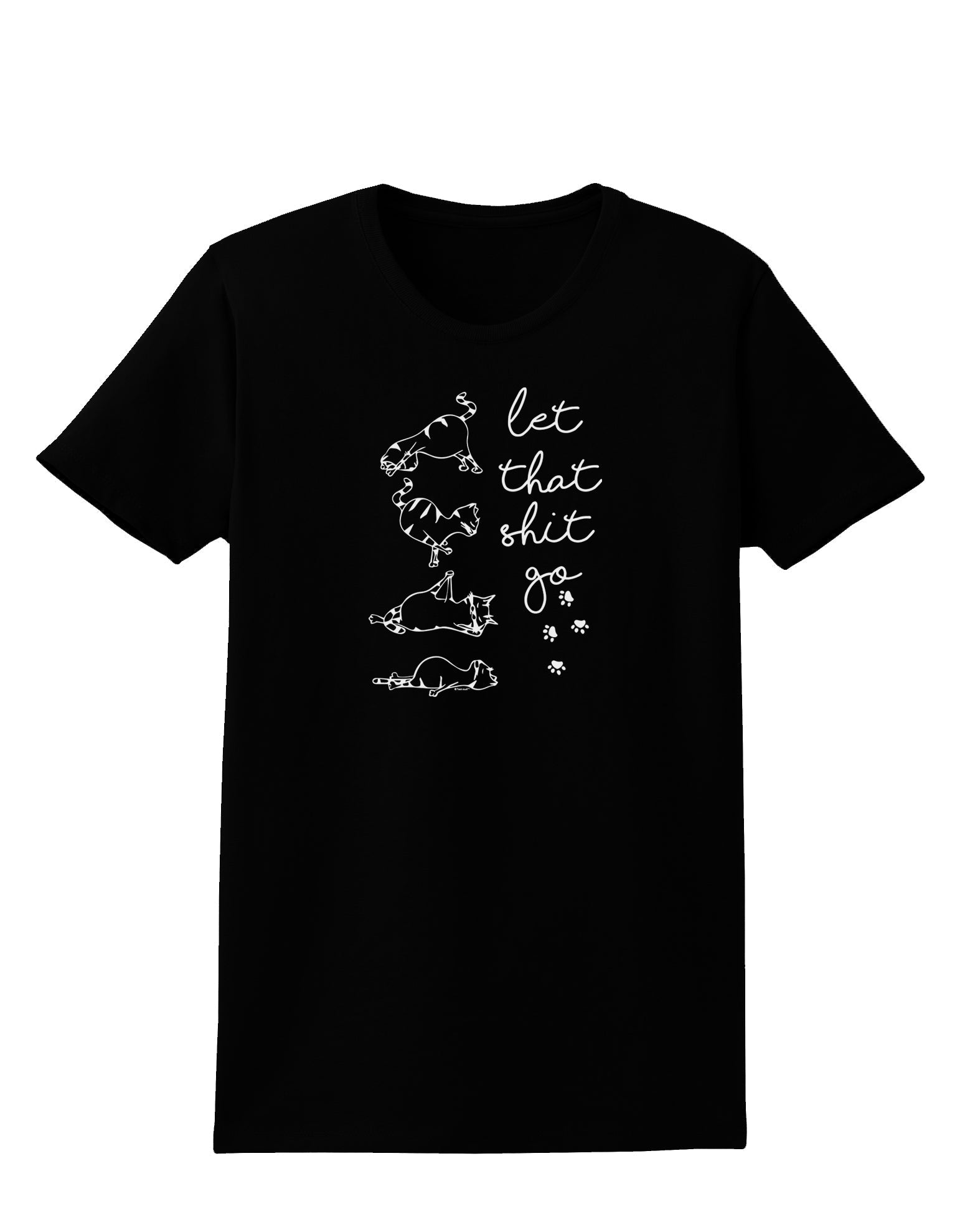 TooLoud Let That Shit Go Cat Yoga Dark Womens Dark T-Shirt-Womens T-Shirt-TooLoud-Black-X-Small-Davson Sales