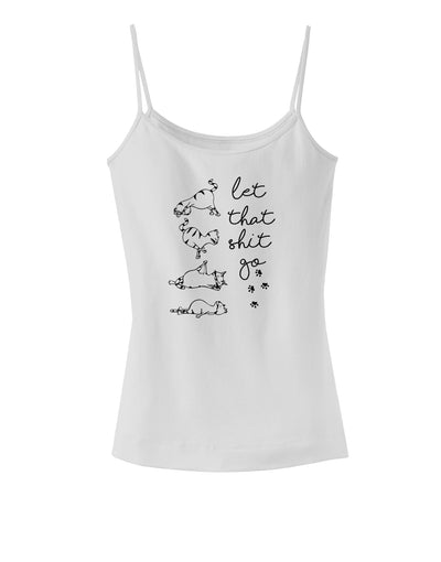 TooLoud Let That Shit Go Cat Yoga Dark Womens V-Neck Dark T-Shirt-Womens V-Neck T-Shirts-TooLoud-White-Small-Davson Sales