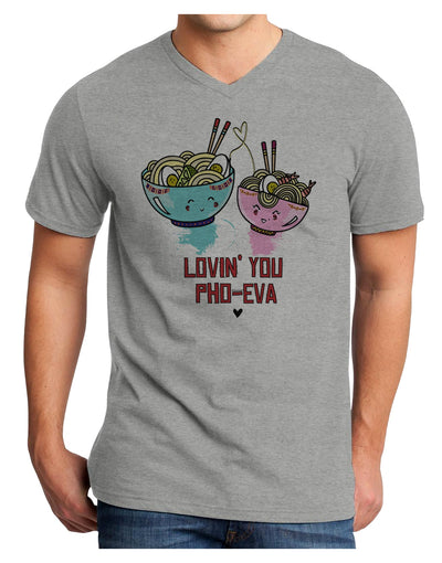 TooLoud Lovin you Pho Eva Adult V-Neck T-shirt-Mens V-Neck T-Shirt-TooLoud-HeatherGray-Small-Davson Sales