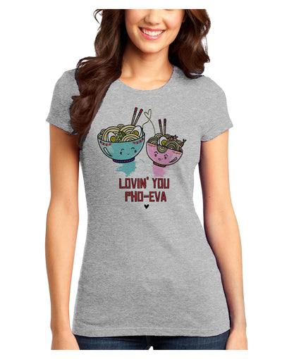 TooLoud Lovin you Pho Eva Juniors Petite T-Shirt-Womens T-Shirt-TooLoud-Ash-Gray-Juniors Fitted X-Small-Davson Sales