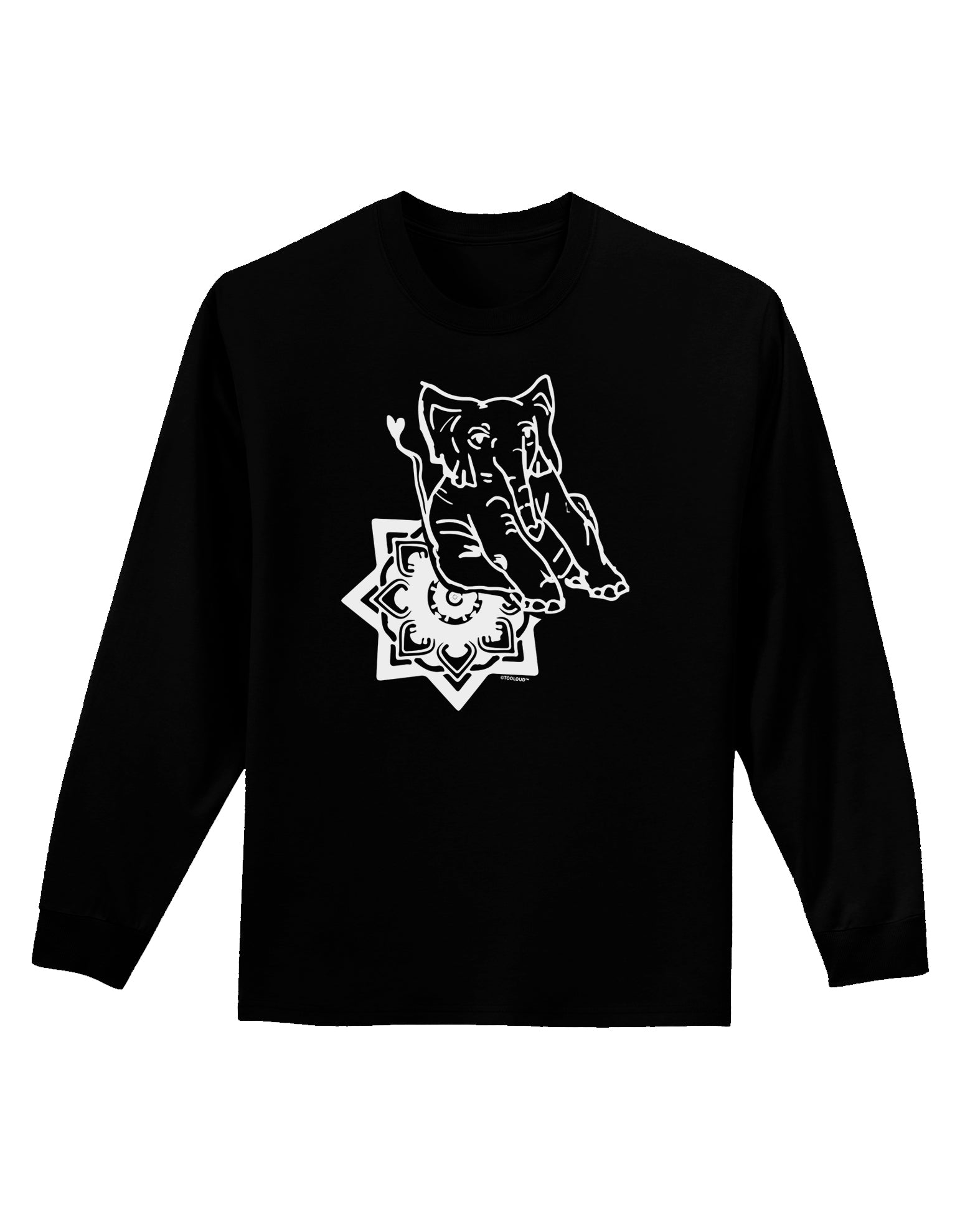 TooLoud Mandala Baby Elephant Adult Long Sleeve Dark T-Shirt-Long Sleeve Shirt-TooLoud-Black-Small-Davson Sales