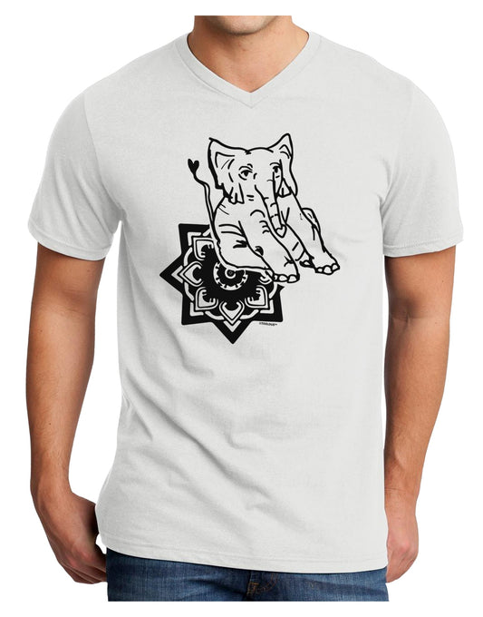 TooLoud Mandala Baby Elephant Adult V-Neck T-shirt-Mens V-Neck T-Shirt-TooLoud-White-Small-Davson Sales