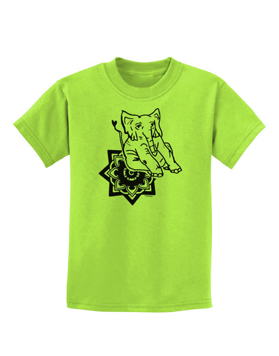 TooLoud Mandala Baby Elephant Childrens T-Shirt-Childrens T-Shirt-TooLoud-Lime-Green-X-Small-Davson Sales