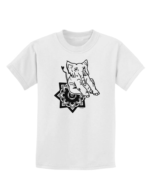 TooLoud Mandala Baby Elephant Childrens T-Shirt-Childrens T-Shirt-TooLoud-White-X-Small-Davson Sales