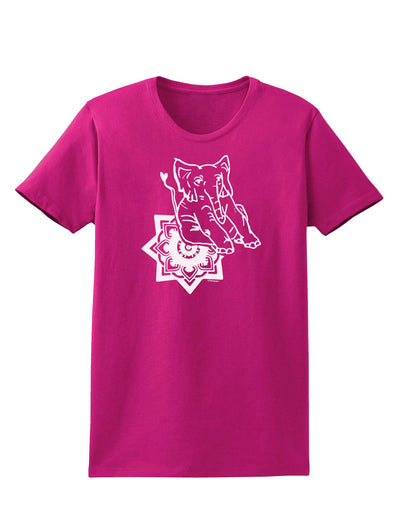 TooLoud Mandala Baby Elephant Womens Dark T-Shirt-Womens T-Shirt-TooLoud-Hot-Pink-Small-Davson Sales