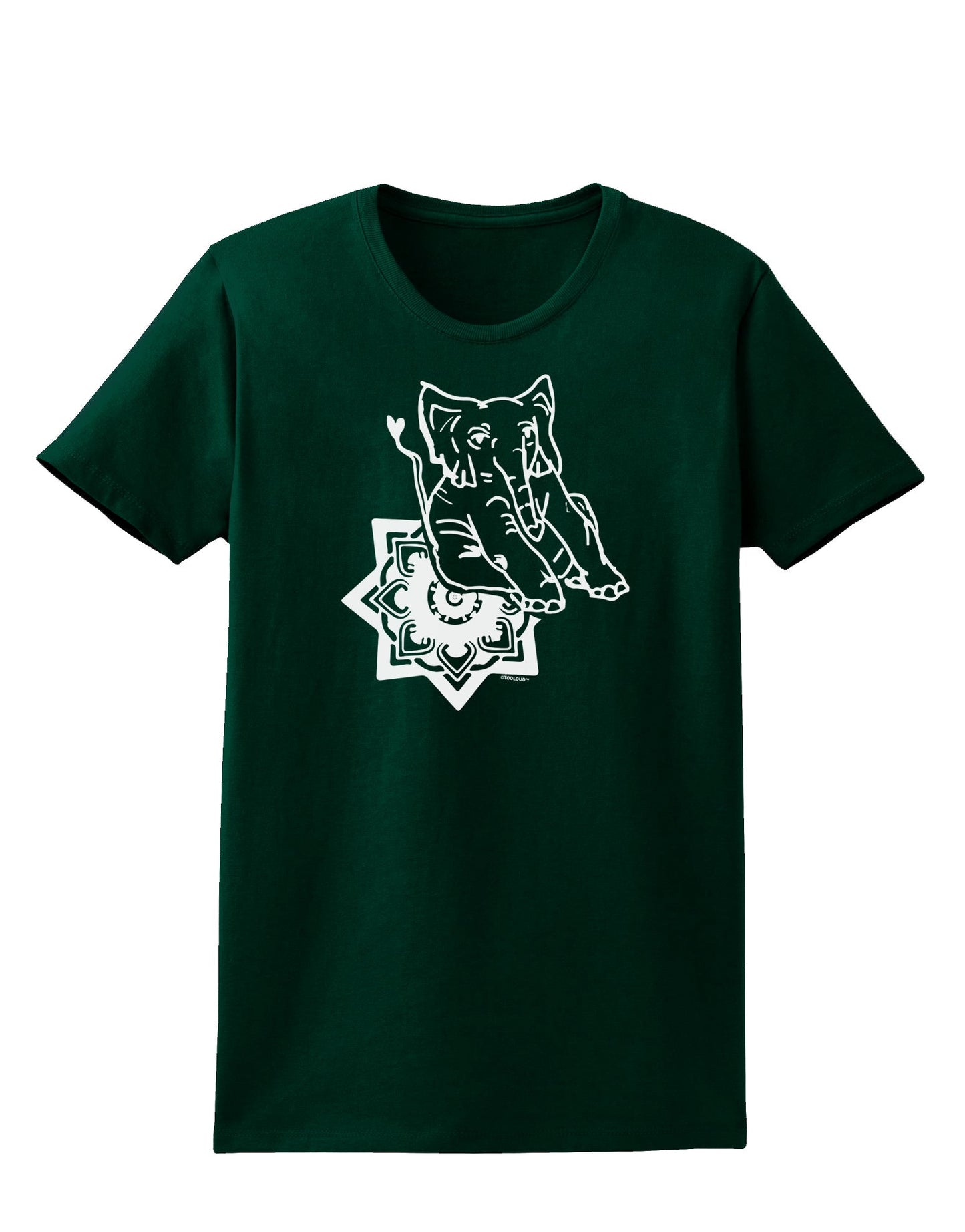 TooLoud Mandala Baby Elephant Womens Dark T-Shirt-Womens T-Shirt-TooLoud-Forest-Green-Small-Davson Sales