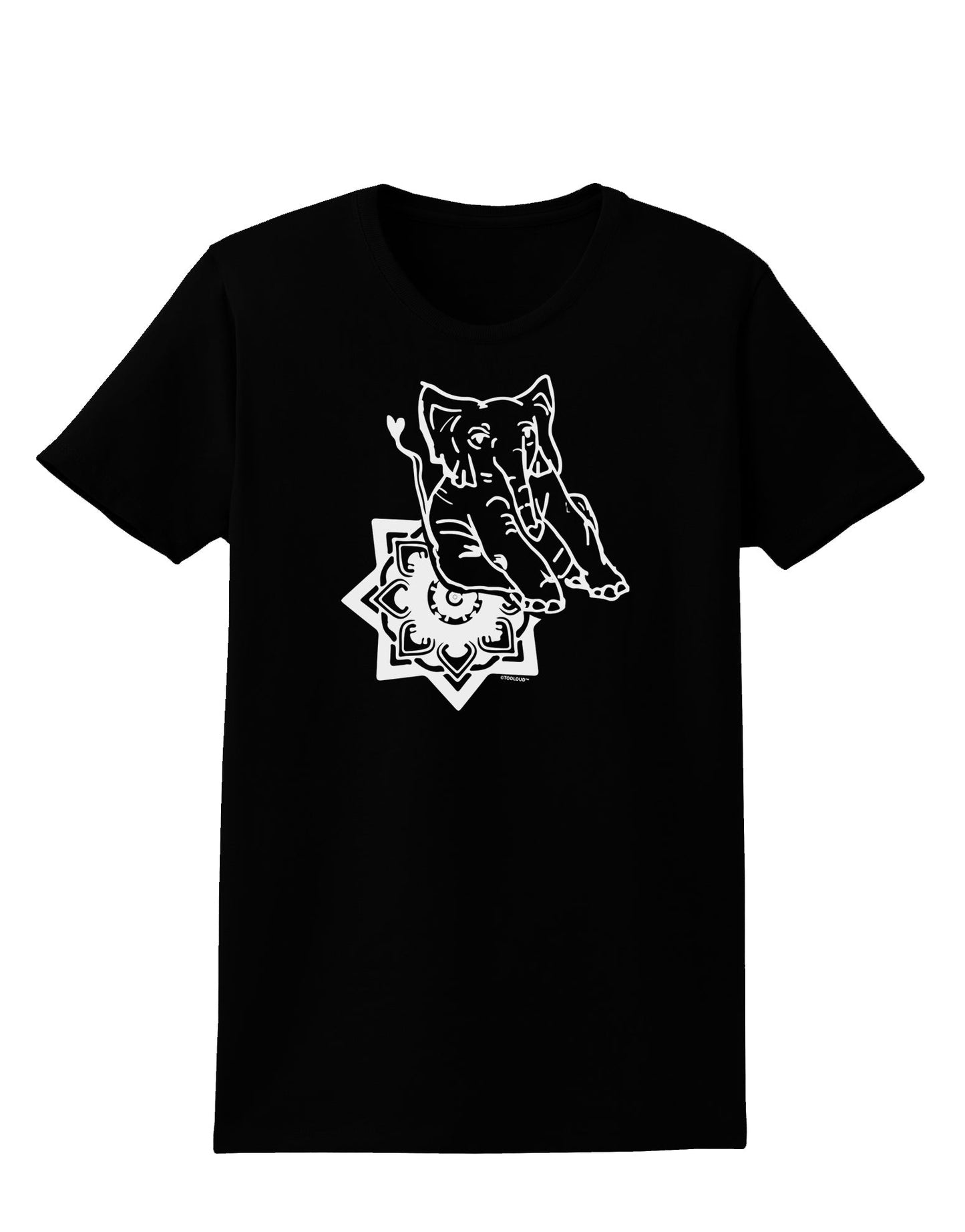 TooLoud Mandala Baby Elephant Womens Dark T-Shirt-Womens T-Shirt-TooLoud-Black-X-Small-Davson Sales