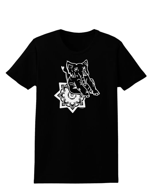 TooLoud Mandala Baby Elephant Womens Dark T-Shirt-Womens T-Shirt-TooLoud-Black-X-Small-Davson Sales