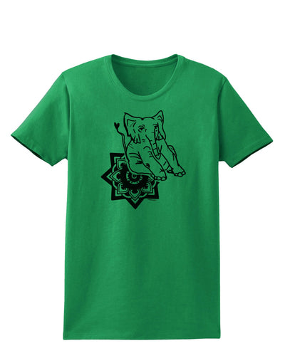 TooLoud Mandala Baby Elephant Womens T-Shirt-Womens T-Shirt-TooLoud-Kelly-Green-X-Small-Davson Sales