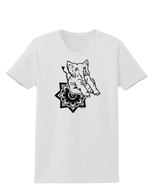 TooLoud Mandala Baby Elephant Womens T-Shirt-Womens T-Shirt-TooLoud-White-X-Small-Davson Sales