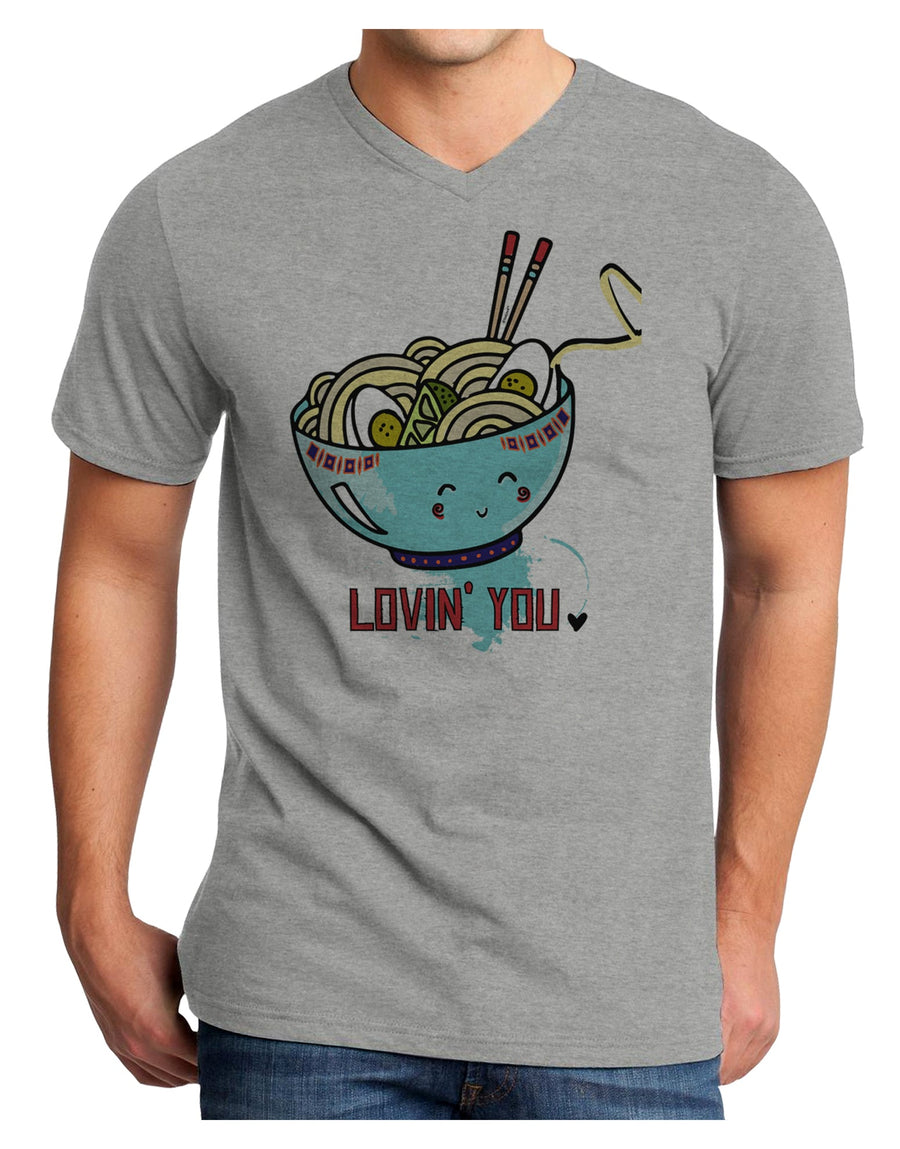 TooLoud Matching Lovin You Blue Pho Bowl Adult V-Neck T-shirt-Mens V-Neck T-Shirt-TooLoud-White-Small-Davson Sales