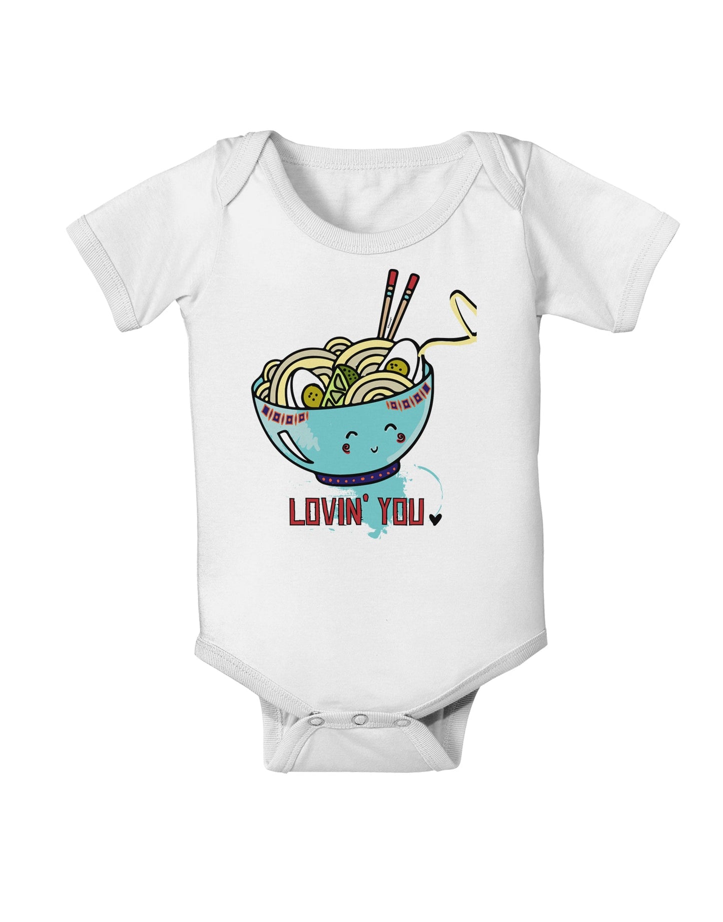TooLoud Matching Lovin You Blue Pho Bowl Baby Romper Bodysuit-Baby Romper-TooLoud-White-06-Months-Davson Sales