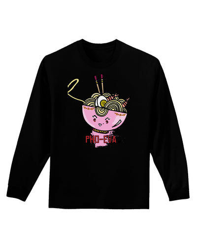 TooLoud Matching Pho Eva Pink Pho Bowl Adult Long Sleeve Dark T-Shirt-Long Sleeve Shirt-TooLoud-Black-Small-Davson Sales