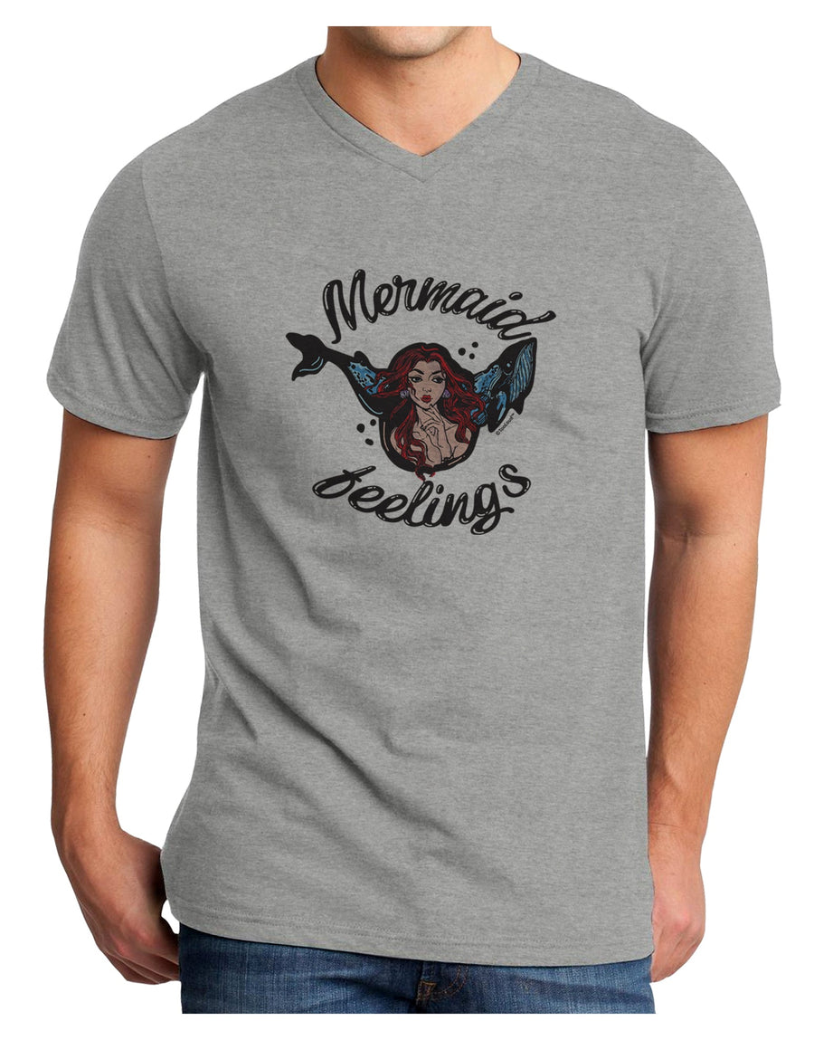 TooLoud Mermaid Feelings Adult V-Neck T-shirt-Mens V-Neck T-Shirt-TooLoud-White-Small-Davson Sales