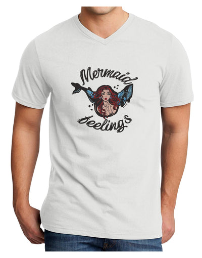 TooLoud Mermaid Feelings Adult V-Neck T-shirt-Mens V-Neck T-Shirt-TooLoud-White-Small-Davson Sales