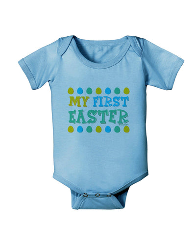 TooLoud My First Easter - Yellow Blue Green Eggs Baby Romper Bodysuit-Baby Romper-TooLoud-Light-Blue-06-Months-Davson Sales