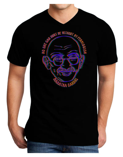 TooLoud No one can hurt me without my permission Ghandi Dark Adult Dark V-Neck T-Shirt-Mens V-Neck T-Shirt-TooLoud-Black-Small-Davson Sales