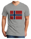 TooLoud Norwegian Flag Adult V-Neck T-shirt-Mens V-Neck T-Shirt-TooLoud-HeatherGray-Small-Davson Sales