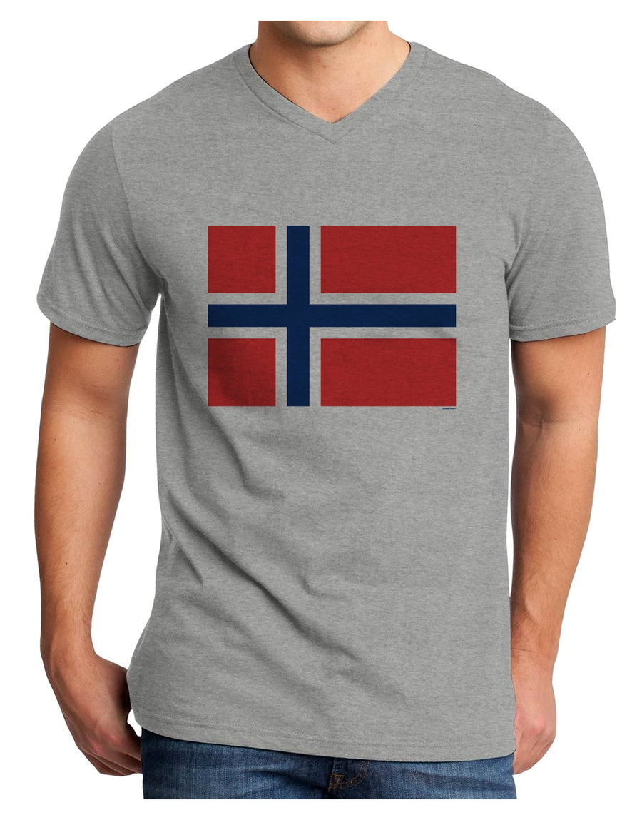 TooLoud Norwegian Flag Adult V-Neck T-shirt-Mens V-Neck T-Shirt-TooLoud-White-Small-Davson Sales