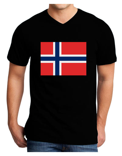 TooLoud Norwegian Flag Dark Adult Dark V-Neck T-Shirt-Mens V-Neck T-Shirt-TooLoud-Black-Small-Davson Sales