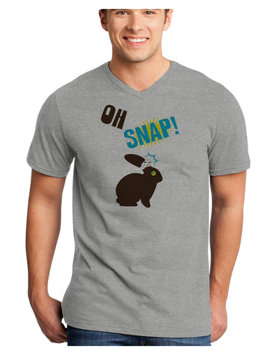 TooLoud Oh Snap Chocolate Easter Bunny Adult V-Neck T-shirt-Mens V-Neck T-Shirt-TooLoud-HeatherGray-Small-Davson Sales