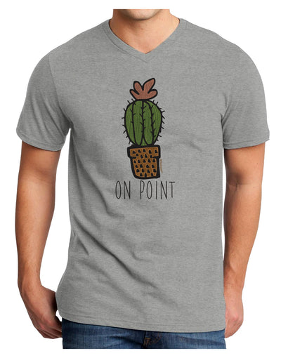 TooLoud On Point Cactus Adult V-Neck T-shirt-Mens V-Neck T-Shirt-TooLoud-HeatherGray-Small-Davson Sales