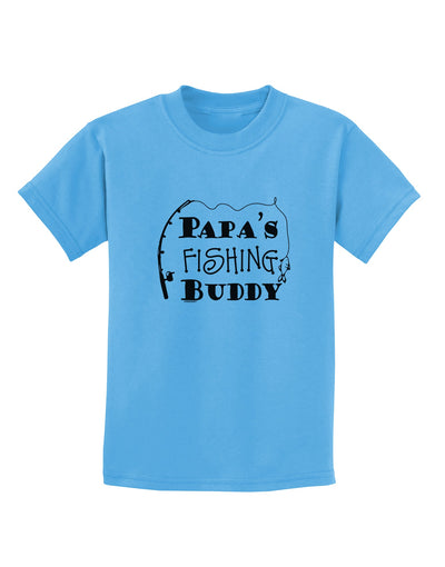TooLoud Papas Fishing Buddy Childrens T-Shirt-Childrens T-Shirt-TooLoud-Aquatic-Blue-X-Small-Davson Sales