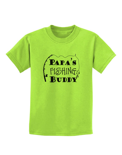TooLoud Papas Fishing Buddy Childrens T-Shirt-Childrens T-Shirt-TooLoud-Lime-Green-X-Small-Davson Sales