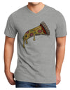 TooLoud Pizza Slice Adult V-Neck T-shirt-Mens V-Neck T-Shirt-TooLoud-HeatherGray-Small-Davson Sales