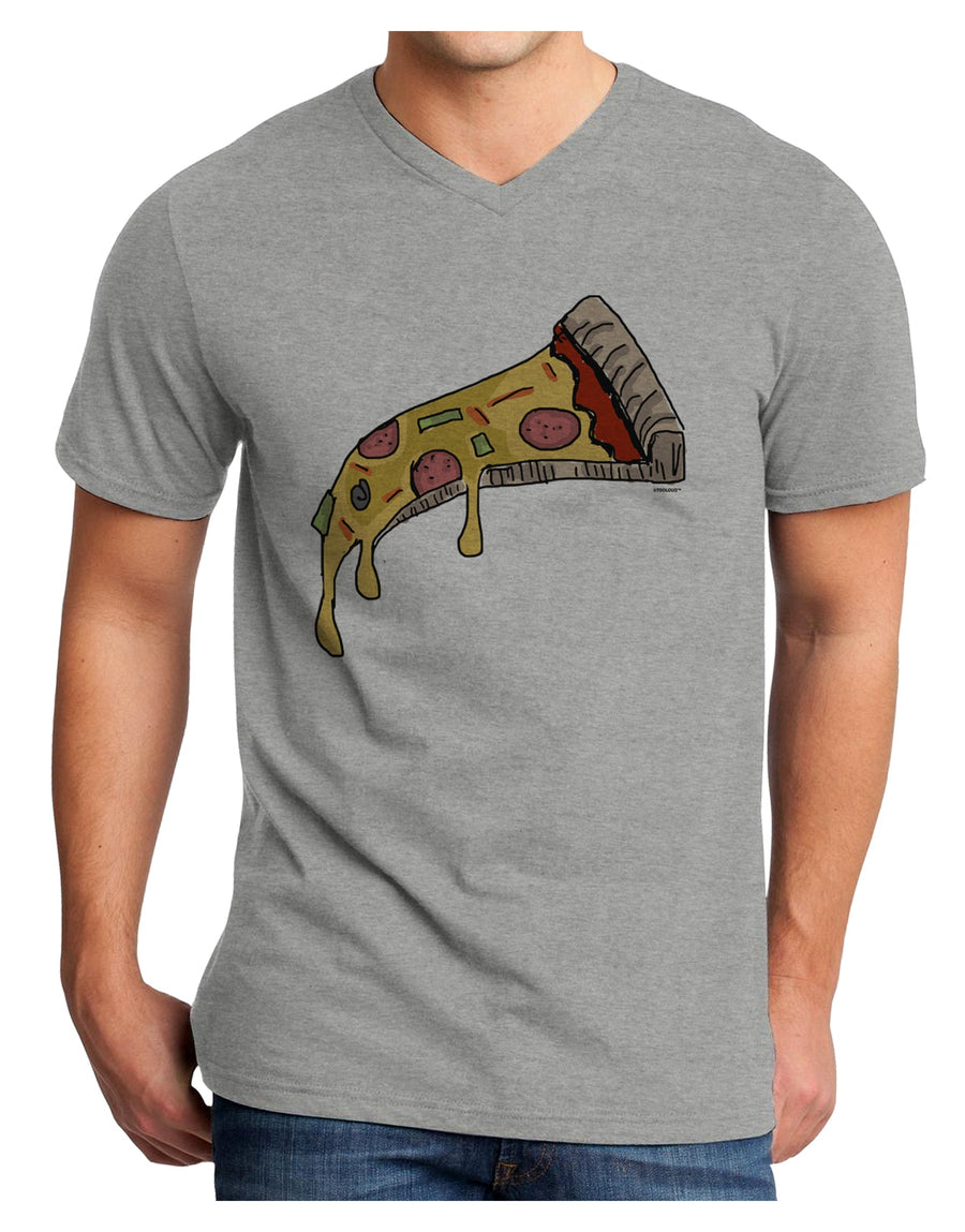 TooLoud Pizza Slice Adult V-Neck T-shirt-Mens V-Neck T-Shirt-TooLoud-White-Small-Davson Sales