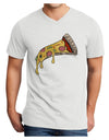 TooLoud Pizza Slice Adult V-Neck T-shirt-Mens V-Neck T-Shirt-TooLoud-White-Small-Davson Sales