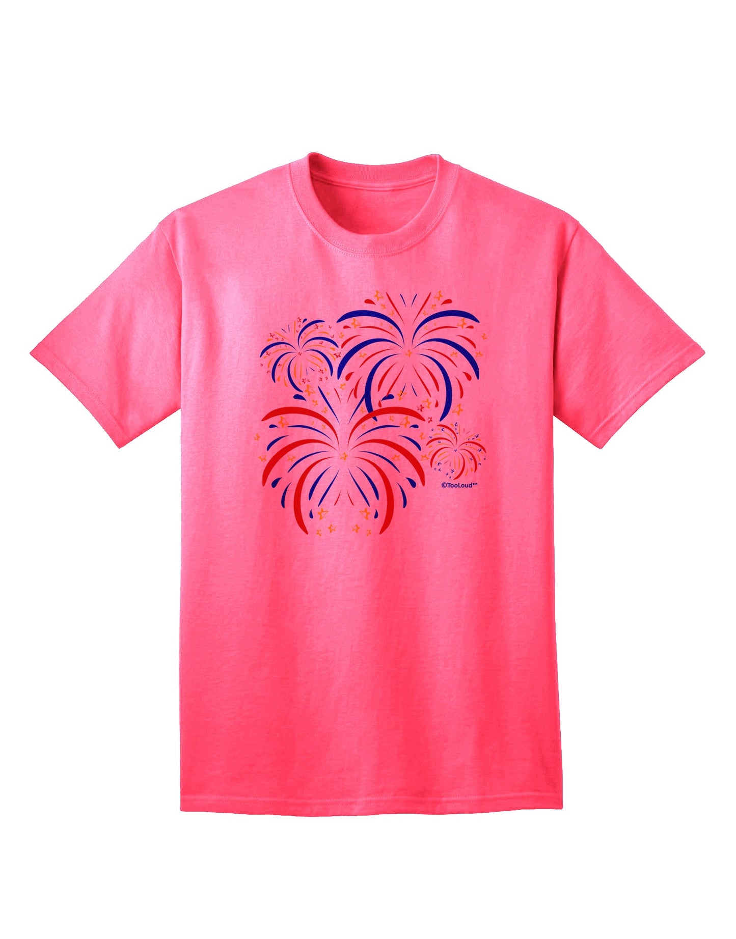 TooLoud Presents: Exquisite Patriotic Fireworks Adult T-Shirt with Bursting Stars-Mens T-shirts-TooLoud-Neon-Pink-Small-Davson Sales