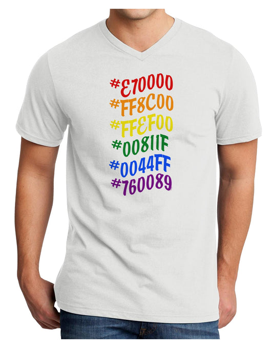 TooLoud Pride Flag Hex Code Adult V-Neck T-shirt-Mens V-Neck T-Shirt-TooLoud-White-Small-Davson Sales