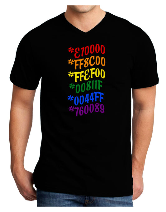 TooLoud Pride Flag Hex Code Dark Adult Dark V-Neck T-Shirt-Mens V-Neck T-Shirt-TooLoud-Black-Small-Davson Sales
