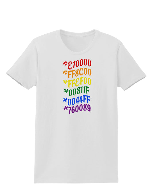 TooLoud Pride Flag Hex Code Womens T-Shirt-Womens T-Shirt-TooLoud-White-X-Small-Davson Sales