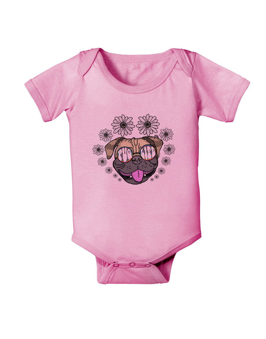 TooLoud Pug Life Hippy Baby Romper Bodysuit-Baby Romper-TooLoud-White-06-Months-Davson Sales