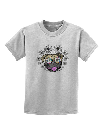 TooLoud Pug Life Hippy Childrens T-Shirt-Childrens T-Shirt-TooLoud-AshGray-X-Small-Davson Sales