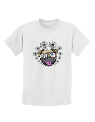 TooLoud Pug Life Hippy Childrens T-Shirt-Childrens T-Shirt-TooLoud-White-X-Small-Davson Sales