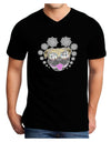 TooLoud Pug Life Hippy Dark Adult Dark V-Neck T-Shirt-Mens V-Neck T-Shirt-TooLoud-Black-Small-Davson Sales