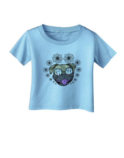 TooLoud Pug Life Hippy Infant T-Shirt-Infant T-Shirt-TooLoud-Aquatic-Blue-06-Months-Davson Sales