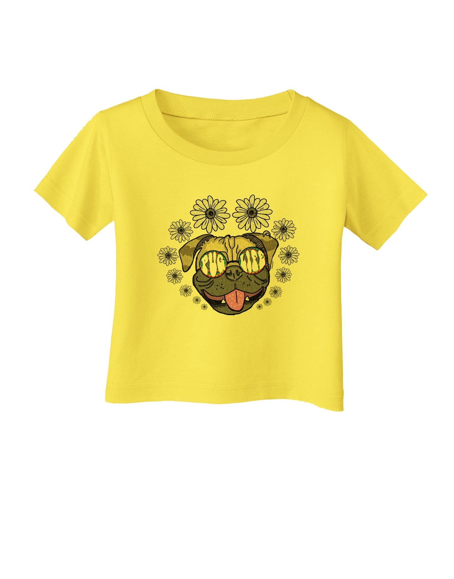 TooLoud Pug Life Hippy Infant T-Shirt-Infant T-Shirt-TooLoud-Yellow-06-Months-Davson Sales