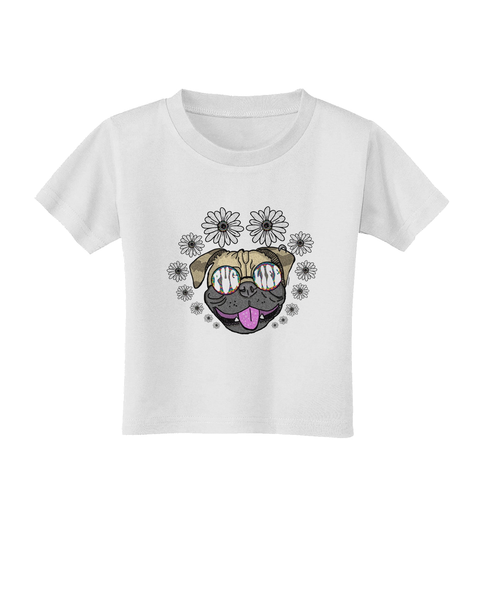 TooLoud Pug Life Hippy Toddler T-Shirt-Toddler T-shirt-TooLoud-White-2T-Davson Sales