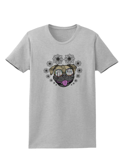 TooLoud Pug Life Hippy Womens T-Shirt-Womens T-Shirt-TooLoud-AshGray-X-Small-Davson Sales