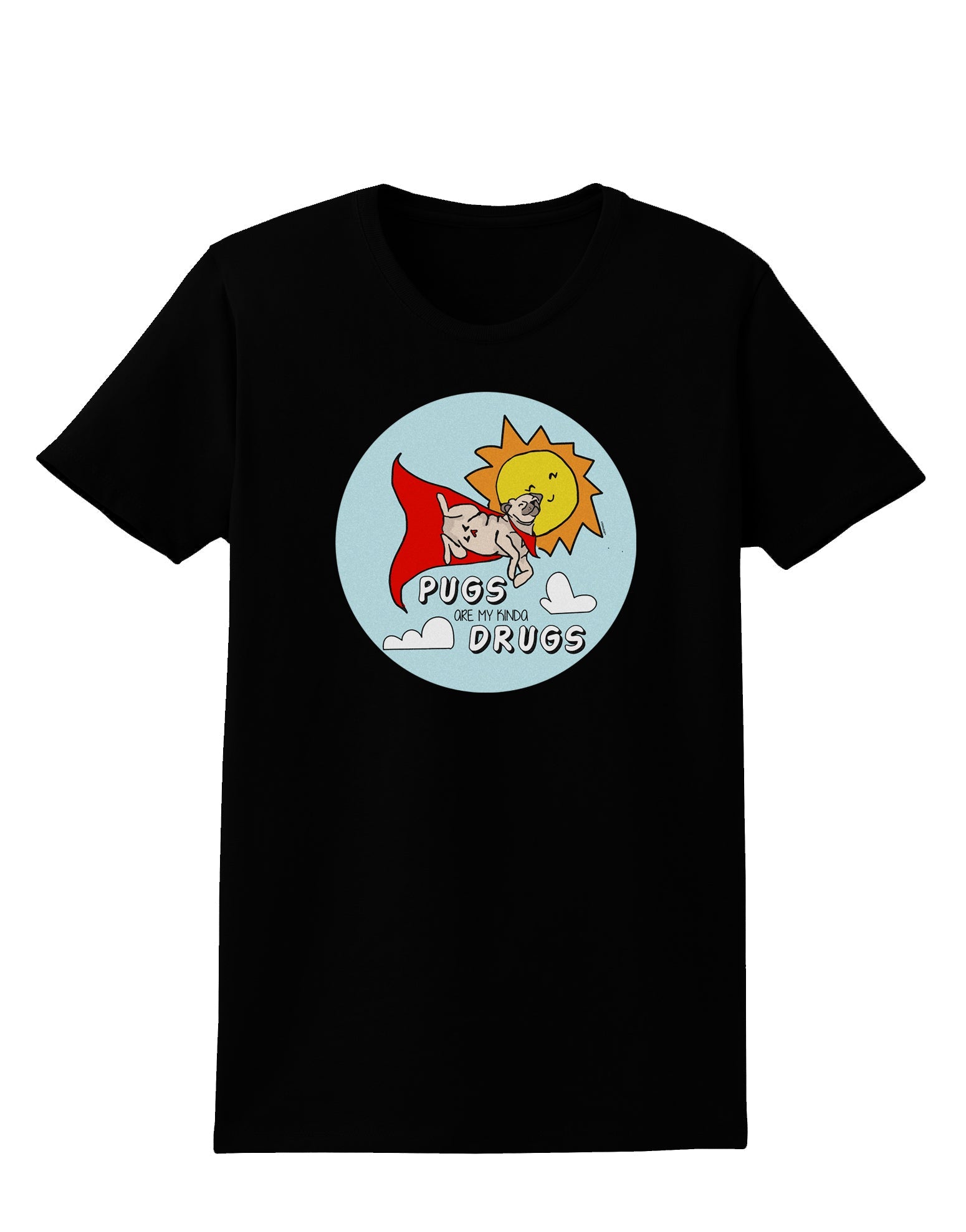 TooLoud Pugs Are My Kinda Drugs Dark Womens Dark T-Shirt-Womens T-Shirt-TooLoud-Black-X-Small-Davson Sales