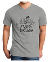 TooLoud Pugs Not Drugs Adult V-Neck T-shirt-Mens V-Neck T-Shirt-TooLoud-HeatherGray-Small-Davson Sales