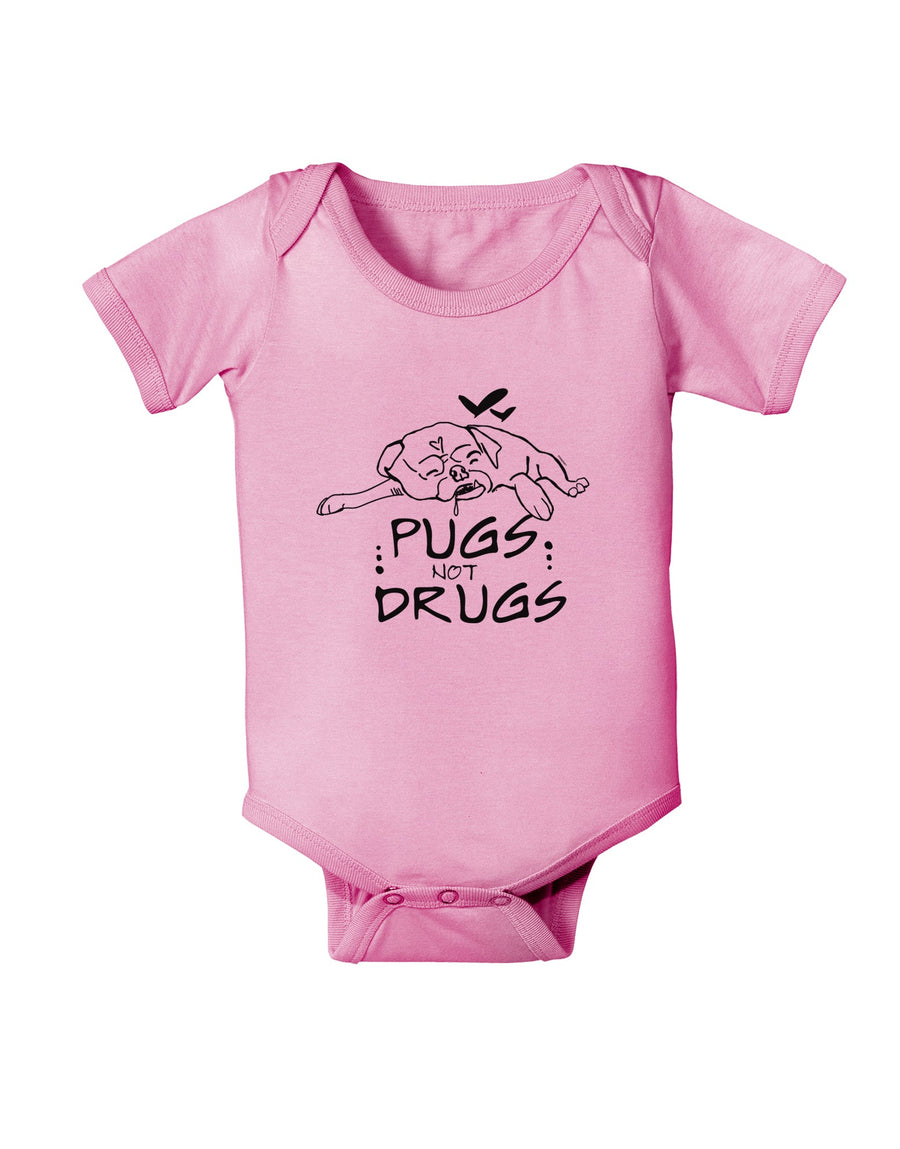 TooLoud Pugs Not Drugs Baby Romper Bodysuit-Baby Romper-TooLoud-White-06-Months-Davson Sales