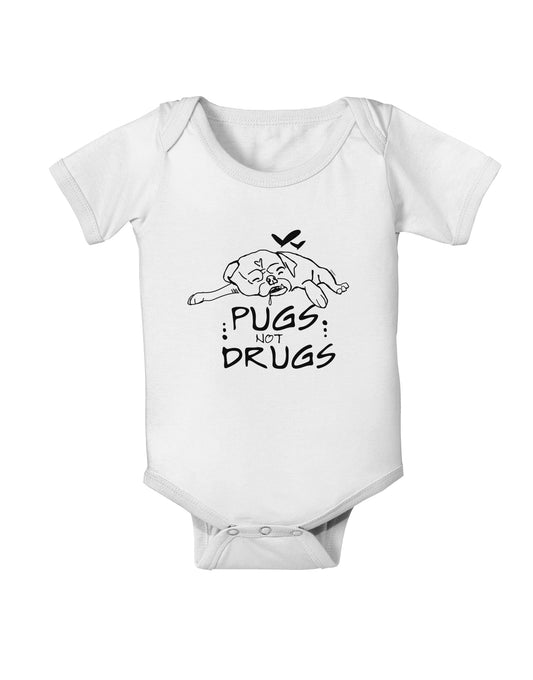 TooLoud Pugs Not Drugs Baby Romper Bodysuit-Baby Romper-TooLoud-White-06-Months-Davson Sales