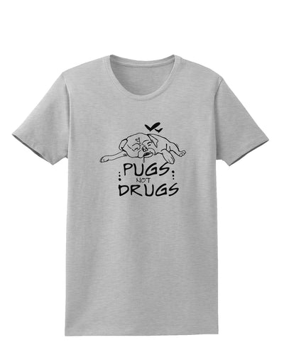 TooLoud Pugs Not Drugs Womens T-Shirt-Womens T-Shirt-TooLoud-AshGray-X-Small-Davson Sales