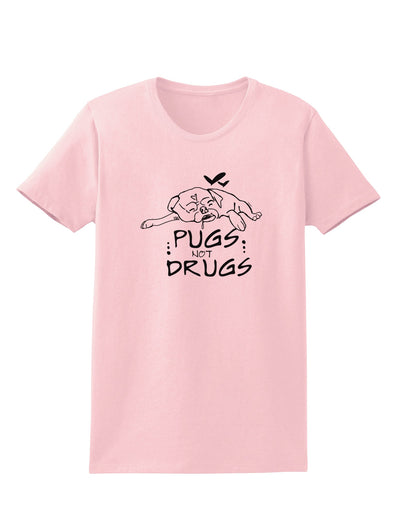TooLoud Pugs Not Drugs Womens T-Shirt-Womens T-Shirt-TooLoud-PalePink-X-Small-Davson Sales