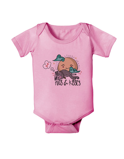 TooLoud Pugs and Kisses Baby Romper Bodysuit-Baby Romper-TooLoud-Pink-06-Months-Davson Sales